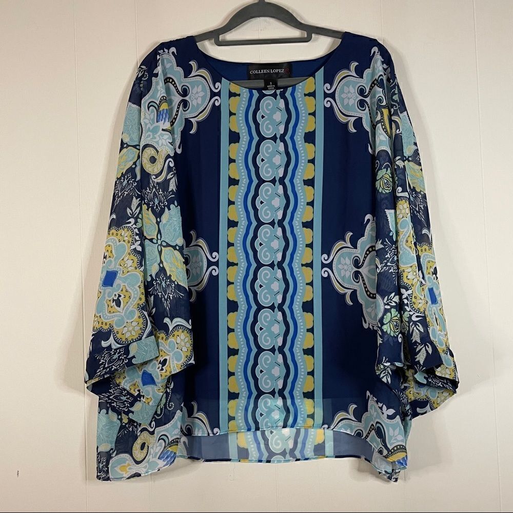 Colleen Lopez Draped Batwing Printed Top